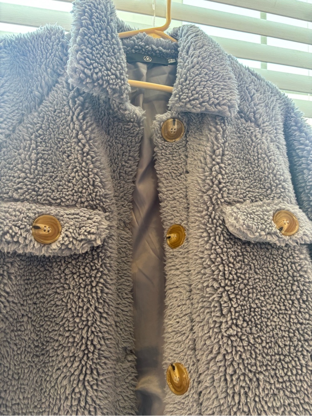 Light Blue Sherpa Teddy Jacket - Women - Picture 6 of 7